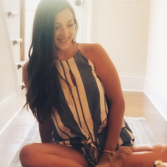 Blue and white striped two piece set - Picture 2 of 3